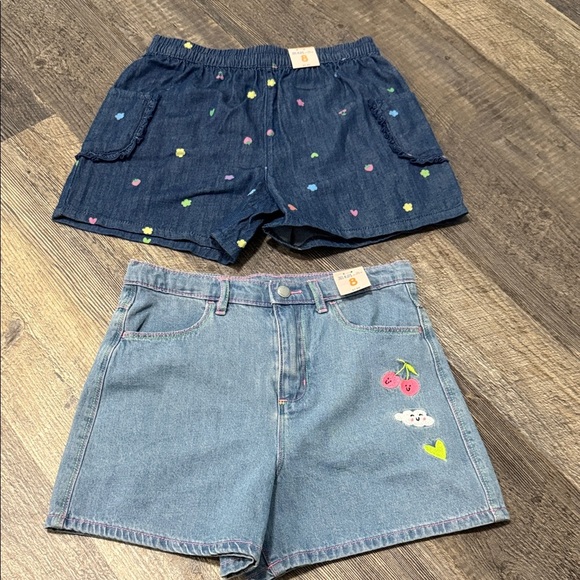 Kids Denim Shorts with Heart and Cherry Designs - Picture 1 of 16